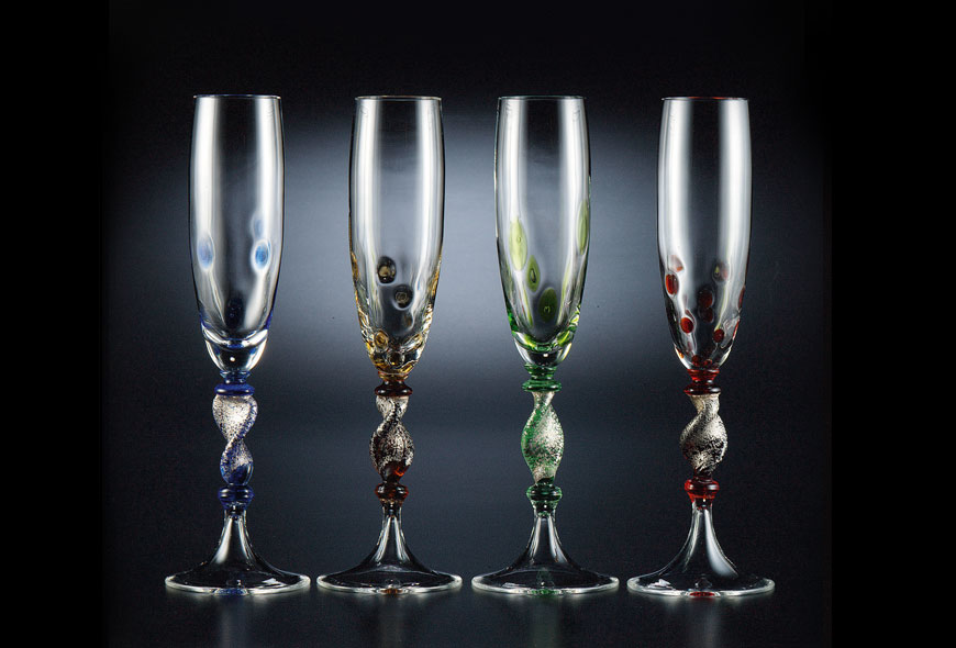 Коллекция бокалов из муранского стекла "Flute colori"